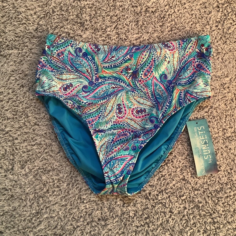 Soft Surroundings by Sunsets Swimsuit Bottom Multicolor Paisley Feather SzM 📦M7